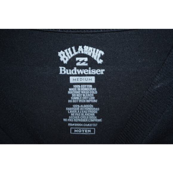 Billabong x Budweiser Long Sleeve Black Logo Tee – Size Medium - Picture 2 of 5